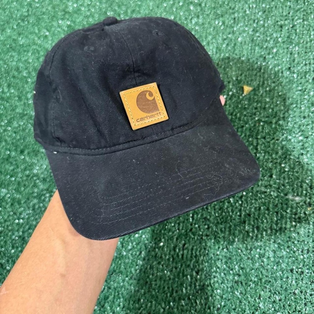 Carhartt Black Canvas Logo Adjustable Strapback Cap Hat OSFA RN14806